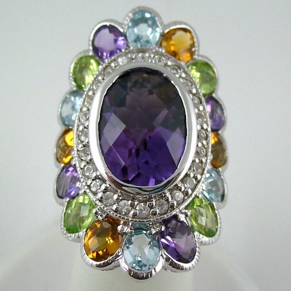 Sima K 9.66ct Amethyst & Multigem Oval Ring - Picture 3 of 8